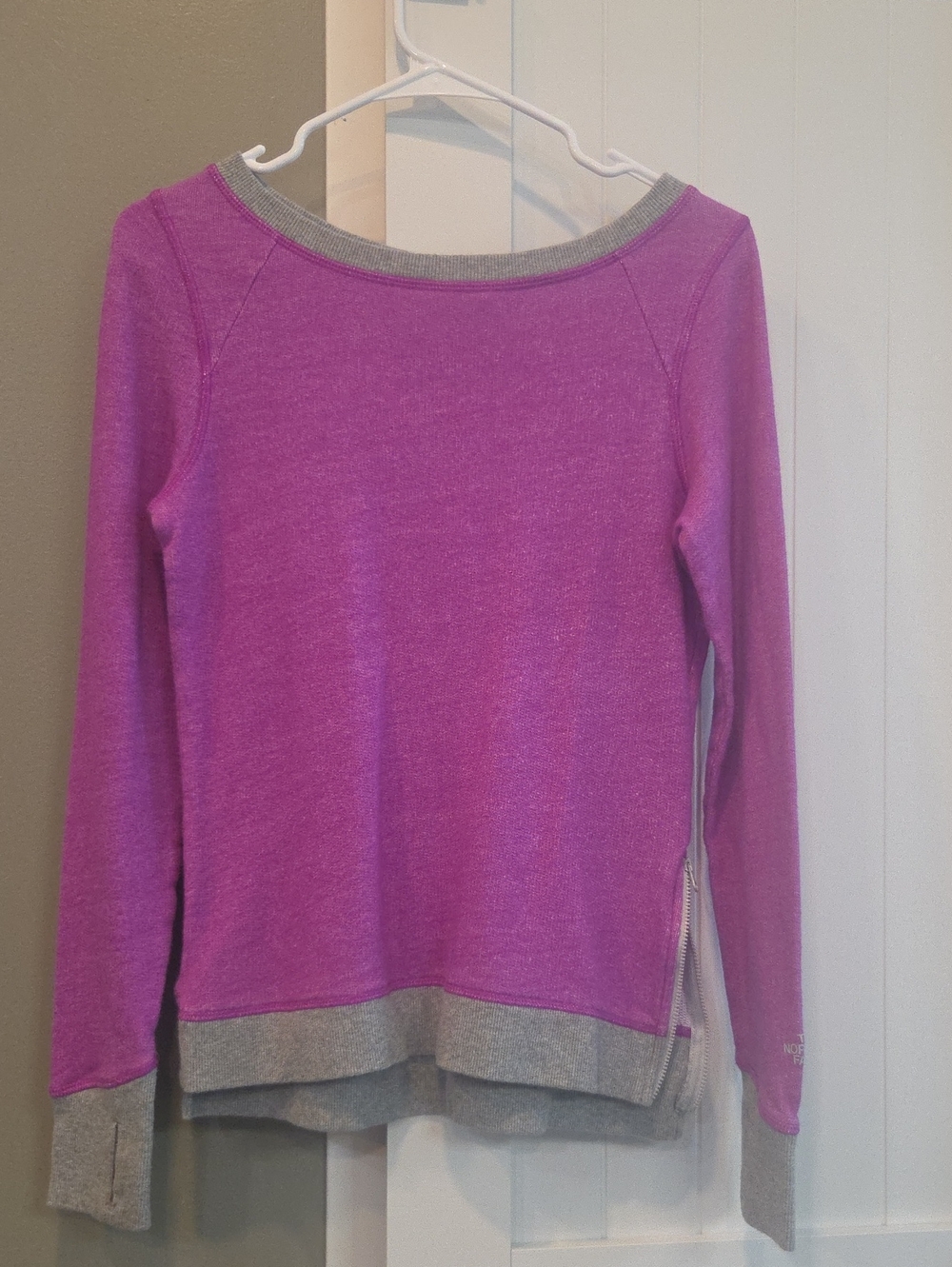 The North Face Purple Pullover Sweatshirt with Gray Trim